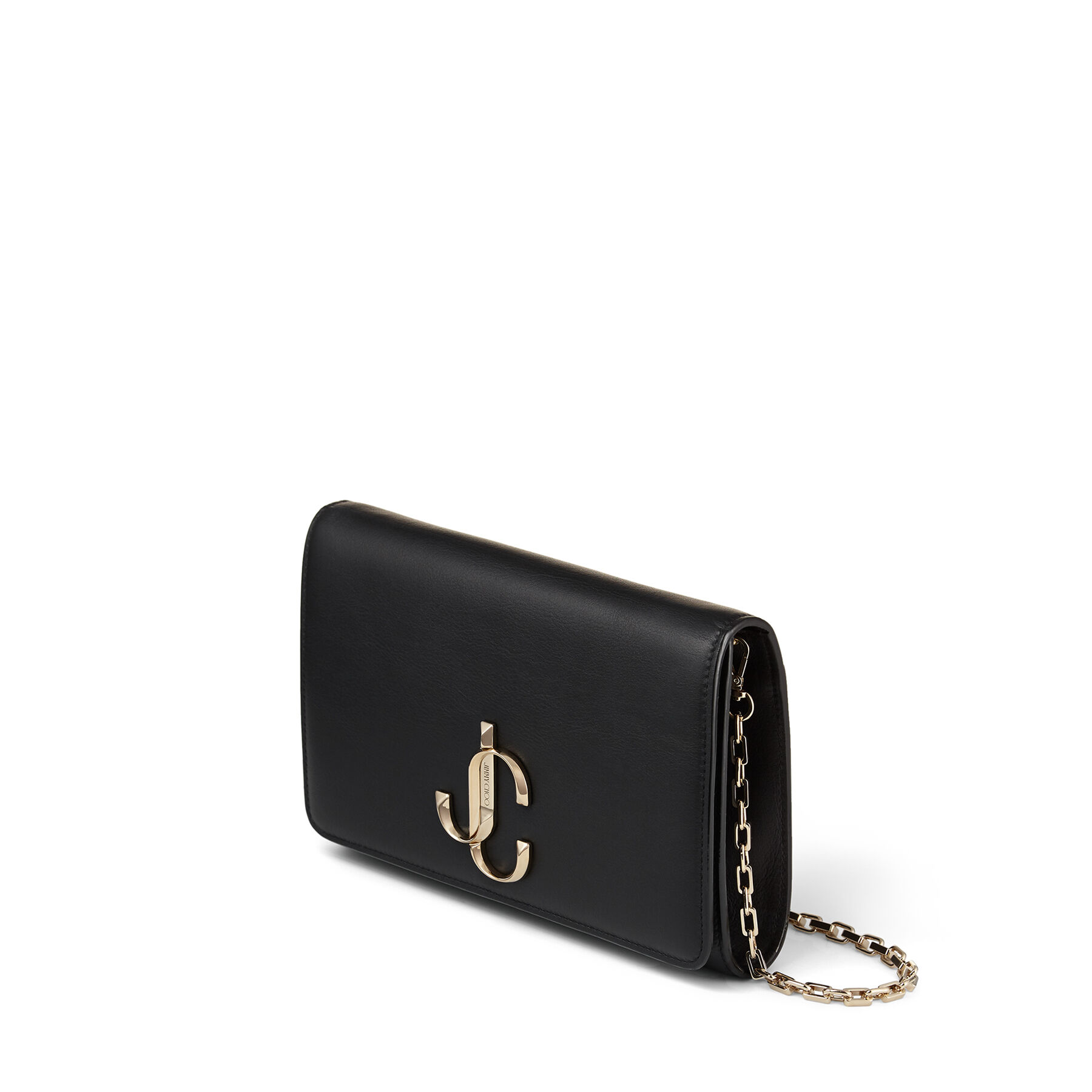 Black Calf Leather Clutch Bag with JC Logo|VARENNE CLUTCH| Autumn Black Calf Leather Clutch Bag with JC Logo|VARENNE CLUTCH| Autumn