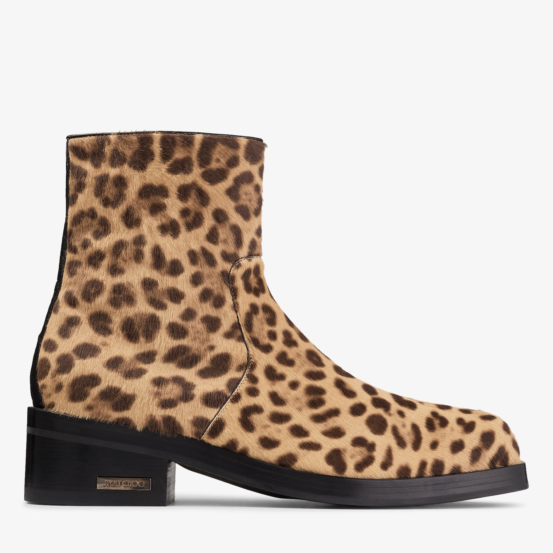 Elias Zip Boot Natural Leopard Print Pony Zip Boots JIMMY CHOO