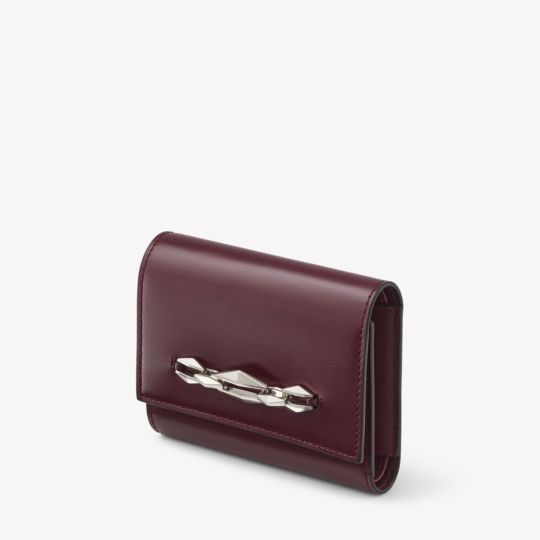 Marinda | Garnet/Antique Silver Calf Leather SLG | JIMMY CHOO