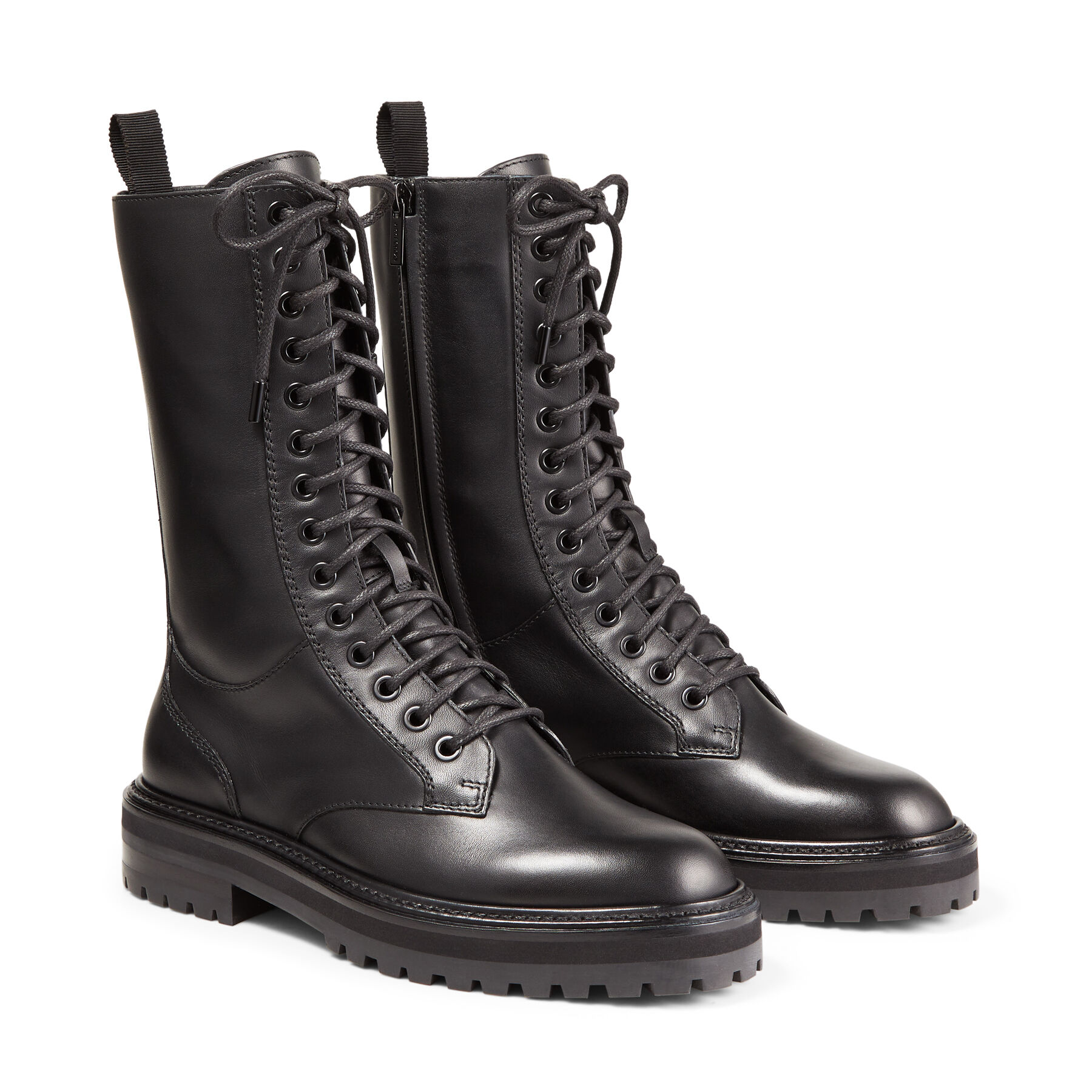 flat tall black boots