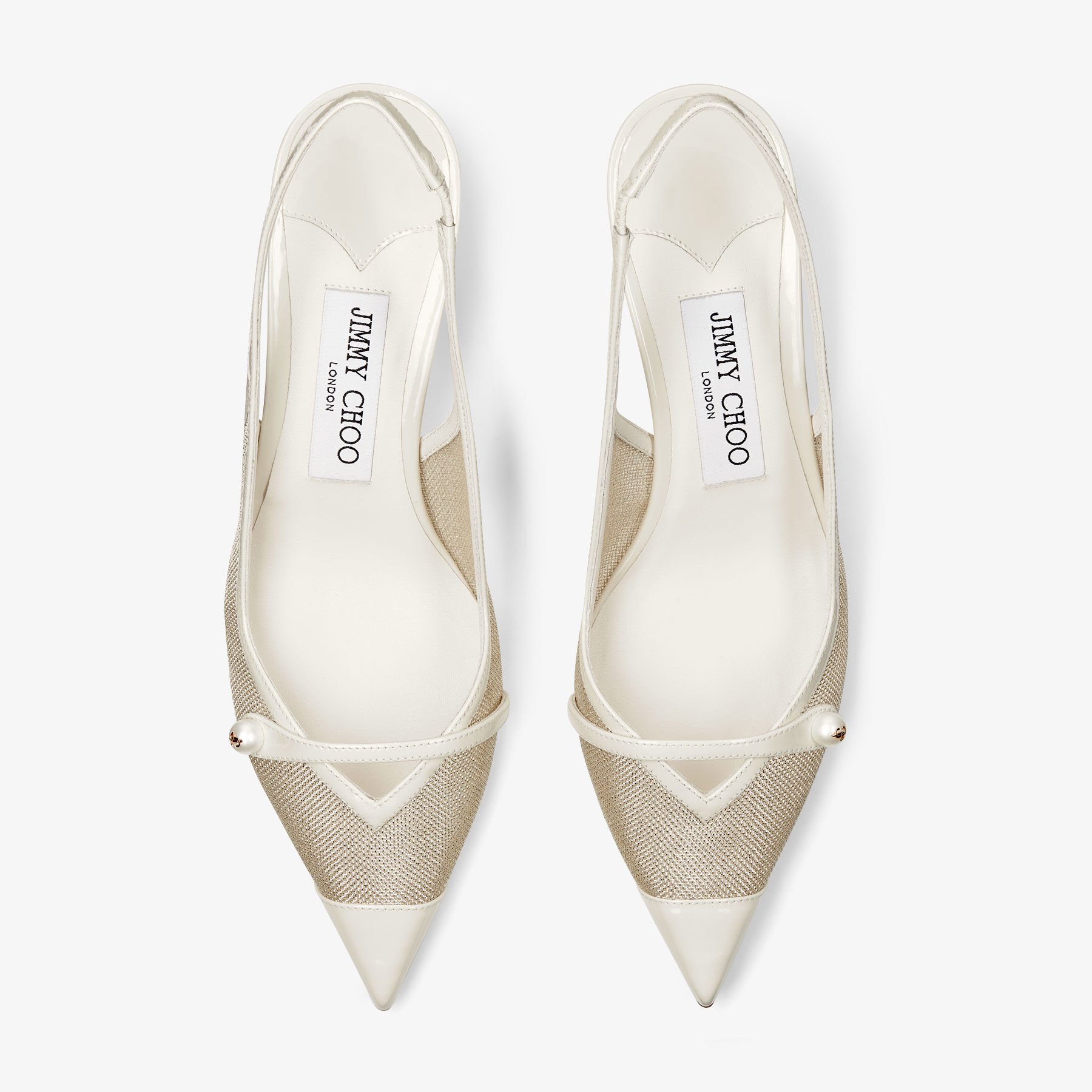 Amita 45 | Slingback-Pumps aus Lackleder und Metallic-Mesh in 