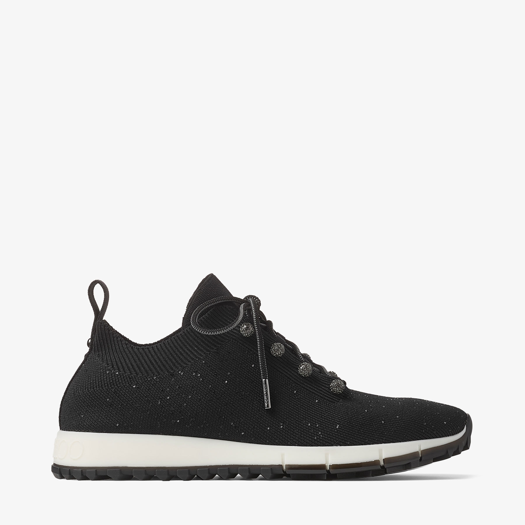 Veles | Black Sequin Knit Trainers | JIMMY CHOO