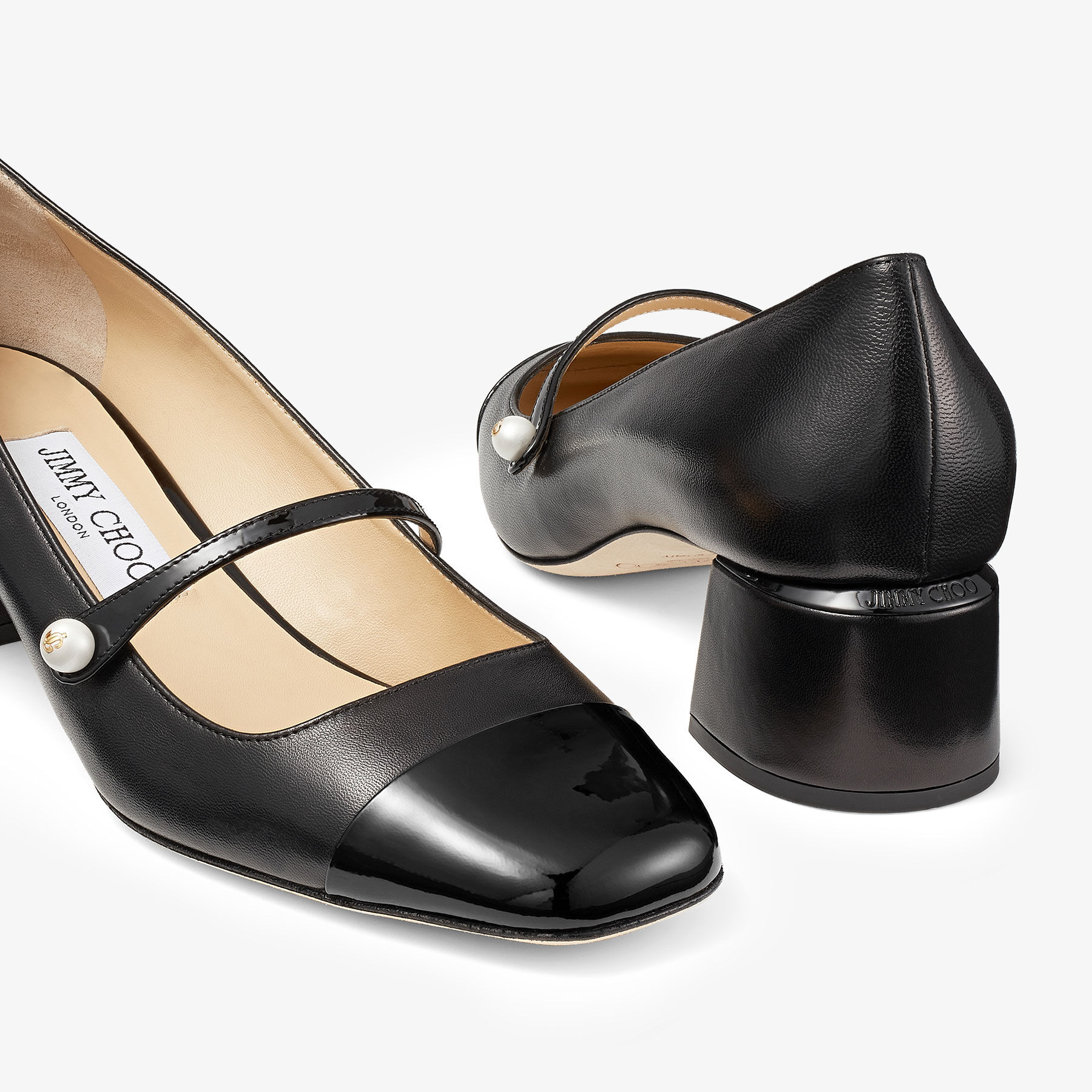 ELISA 45 | Black Nappa and Patent Leather Pumps | Summer Collection | JIMMY  CHOO