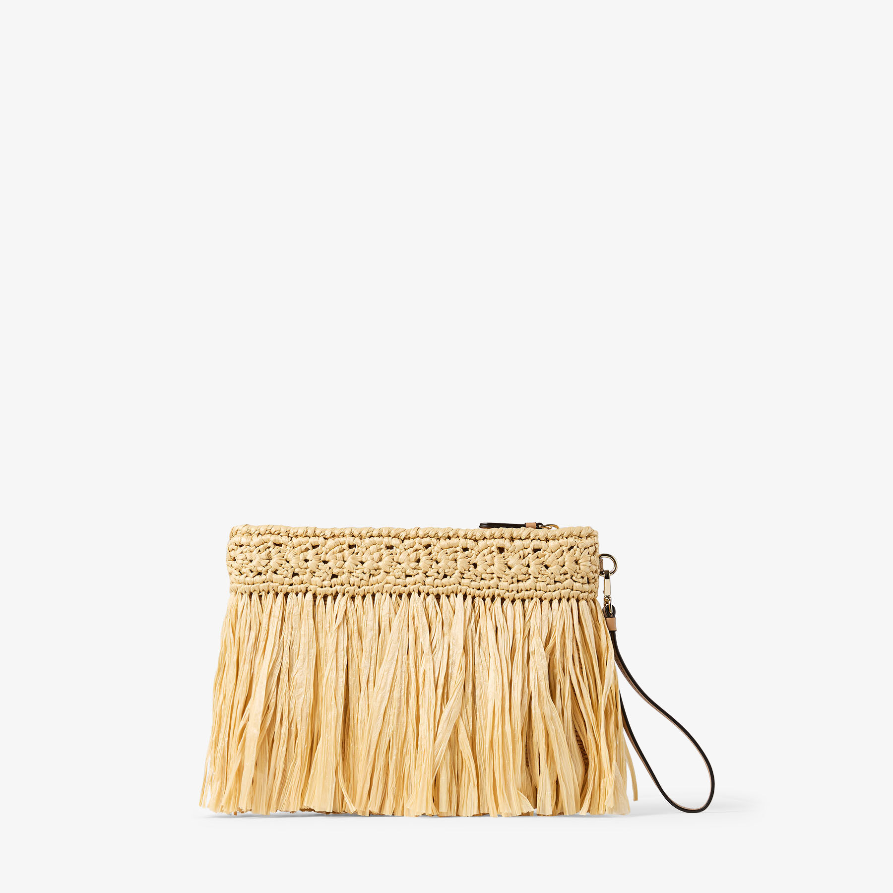 Jimmy Choo バックストラップパンプス シャンパンゴールド 23cm Zipped Flat Pouch | Natural and Light Gold Woven Raffia Zipped