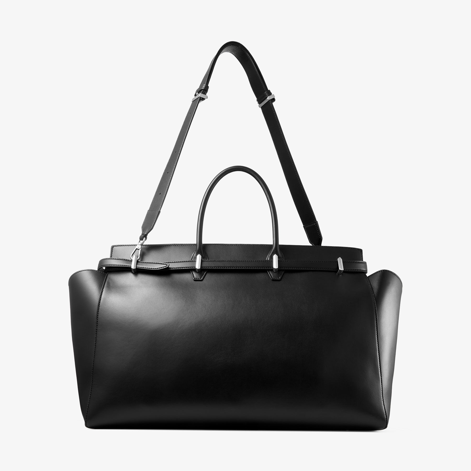 Diamond Belted TH/L-M| Black Leather Belted Top Handle Bag