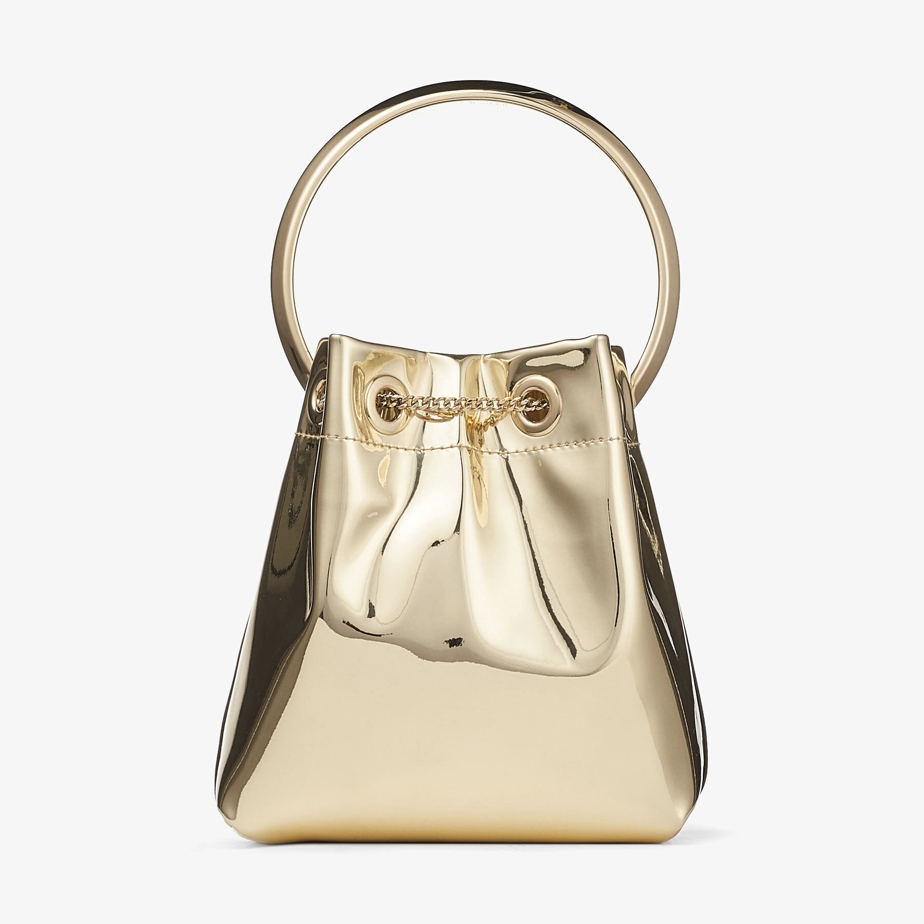 BON BON Gold Mirror Fabric Mini Bag with Metal Handle JIMMY CHOO