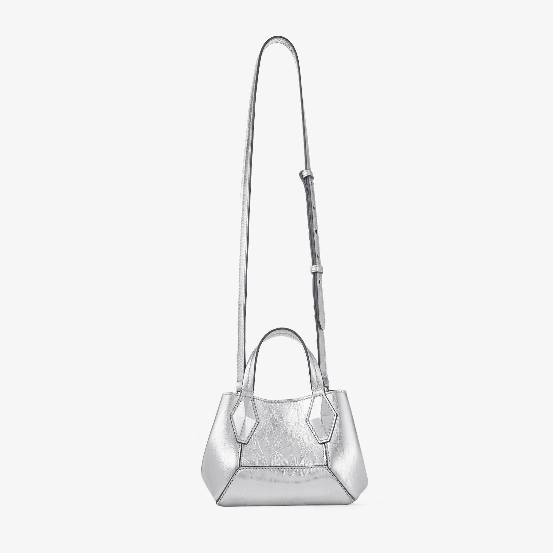 BON BON | Silver Mirror Fabric Mini Bag with Metal Handle