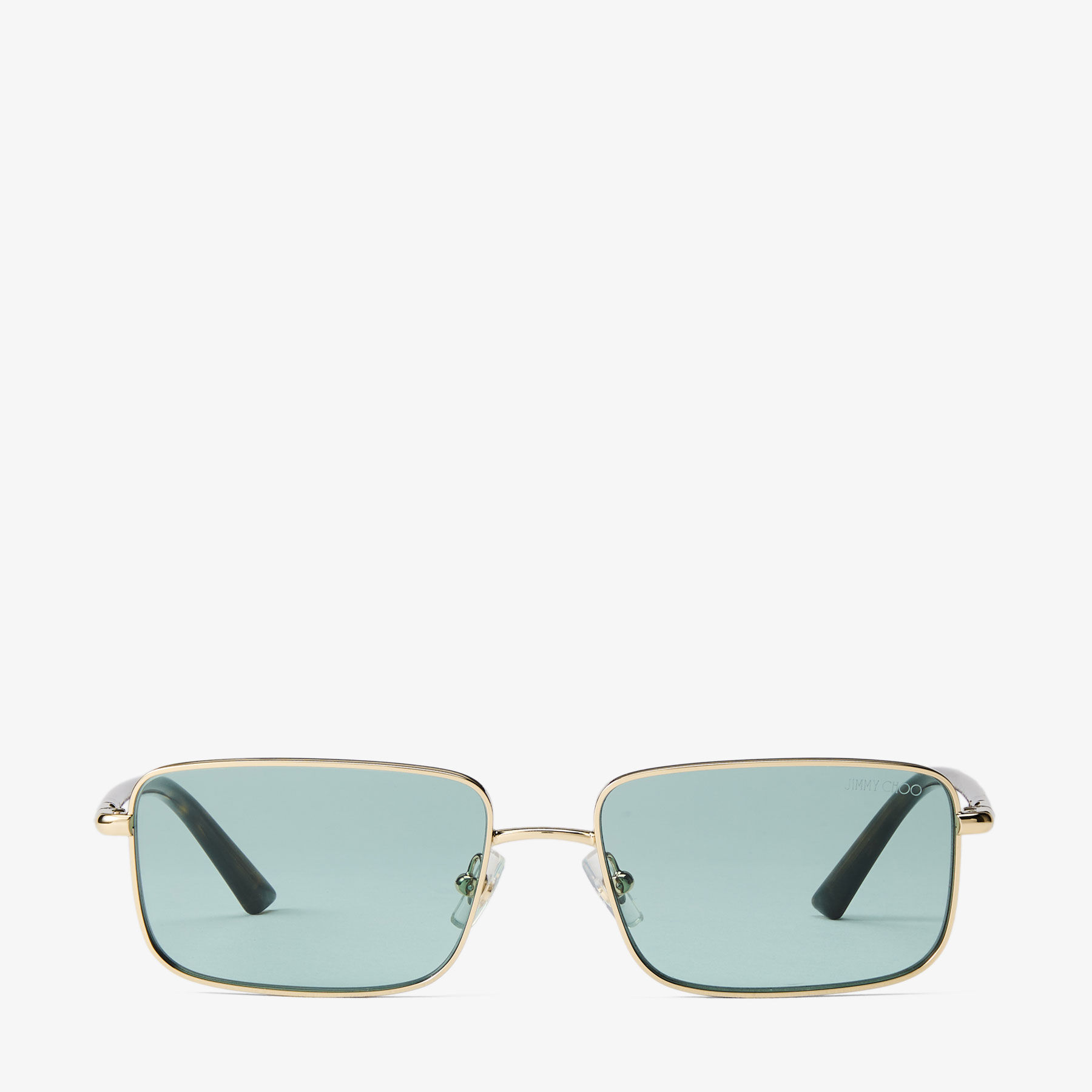 Gavin | Pale Gold and Green Metal Rectangular Sunglasses  display picture 1