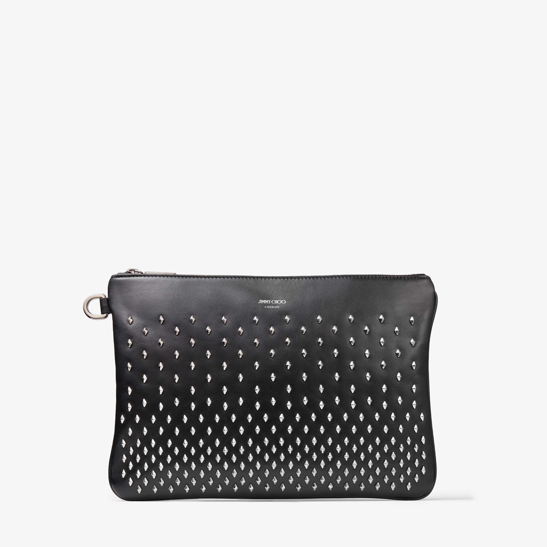 JIMMY CHOO■Leather Clutch Bag■クラッチバッグ DEREK-N | Black Leather Clutch Bag with Studs | Summer