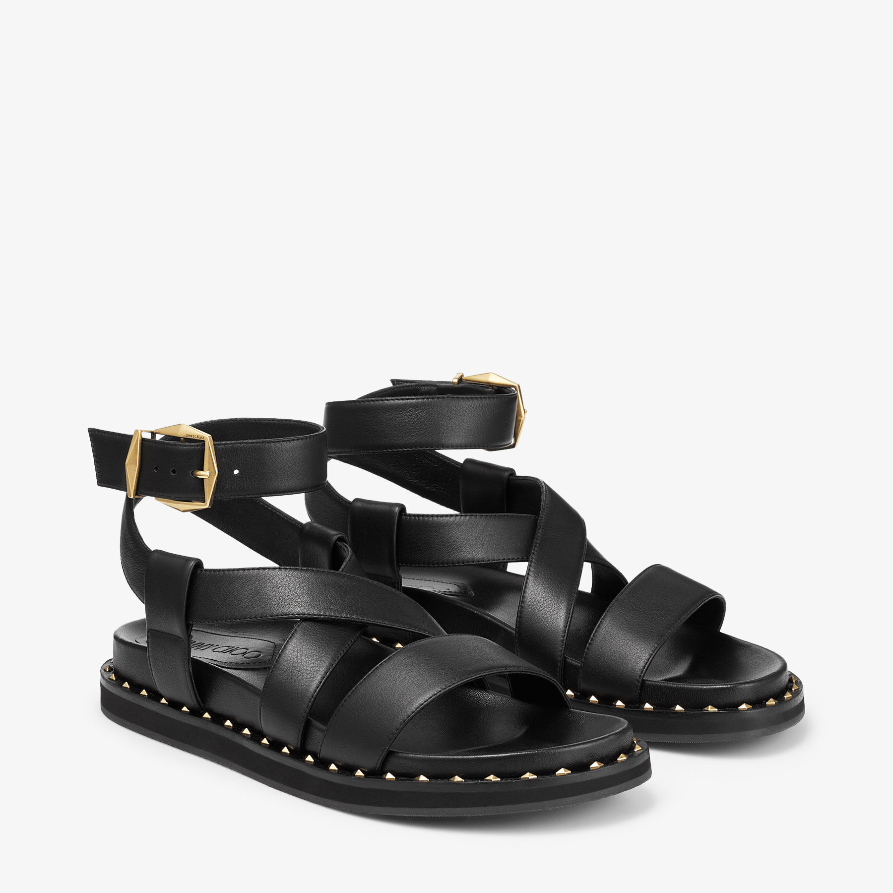 Blaise Flat Schwarze Ledersandaletten JIMMY CHOO