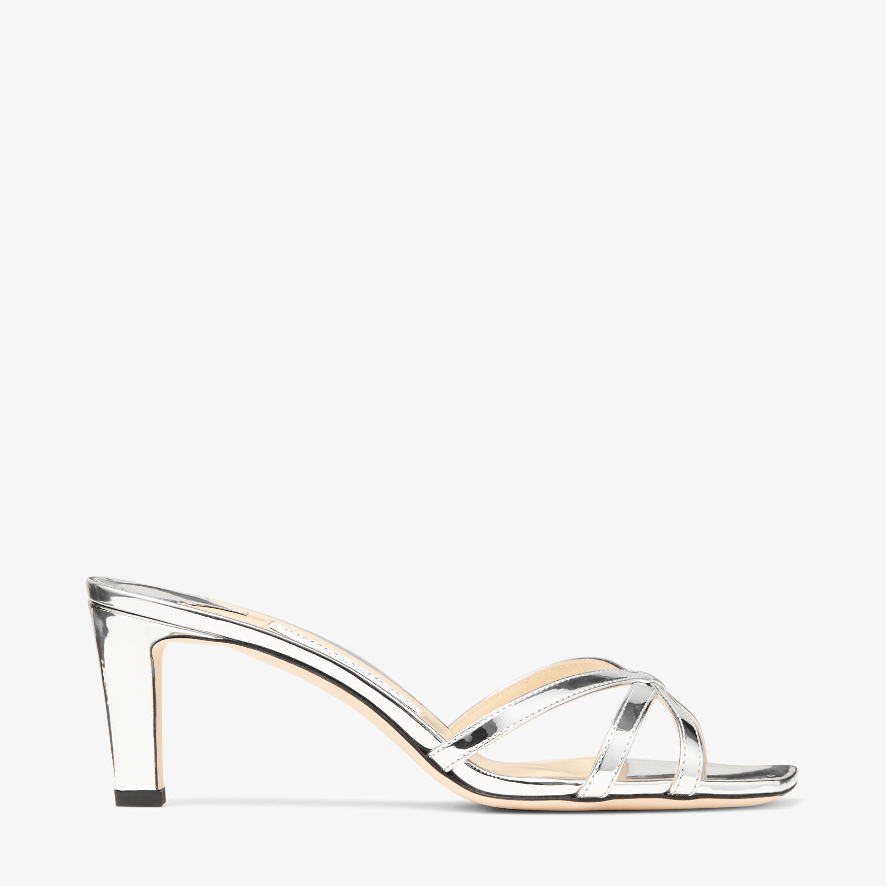 サンダル・ミュール JIMMY CHOO KELSI MIRROR FABRIC SANDAL Kelsi 65 | Gold Mirror Fabric Sandals | New Collection