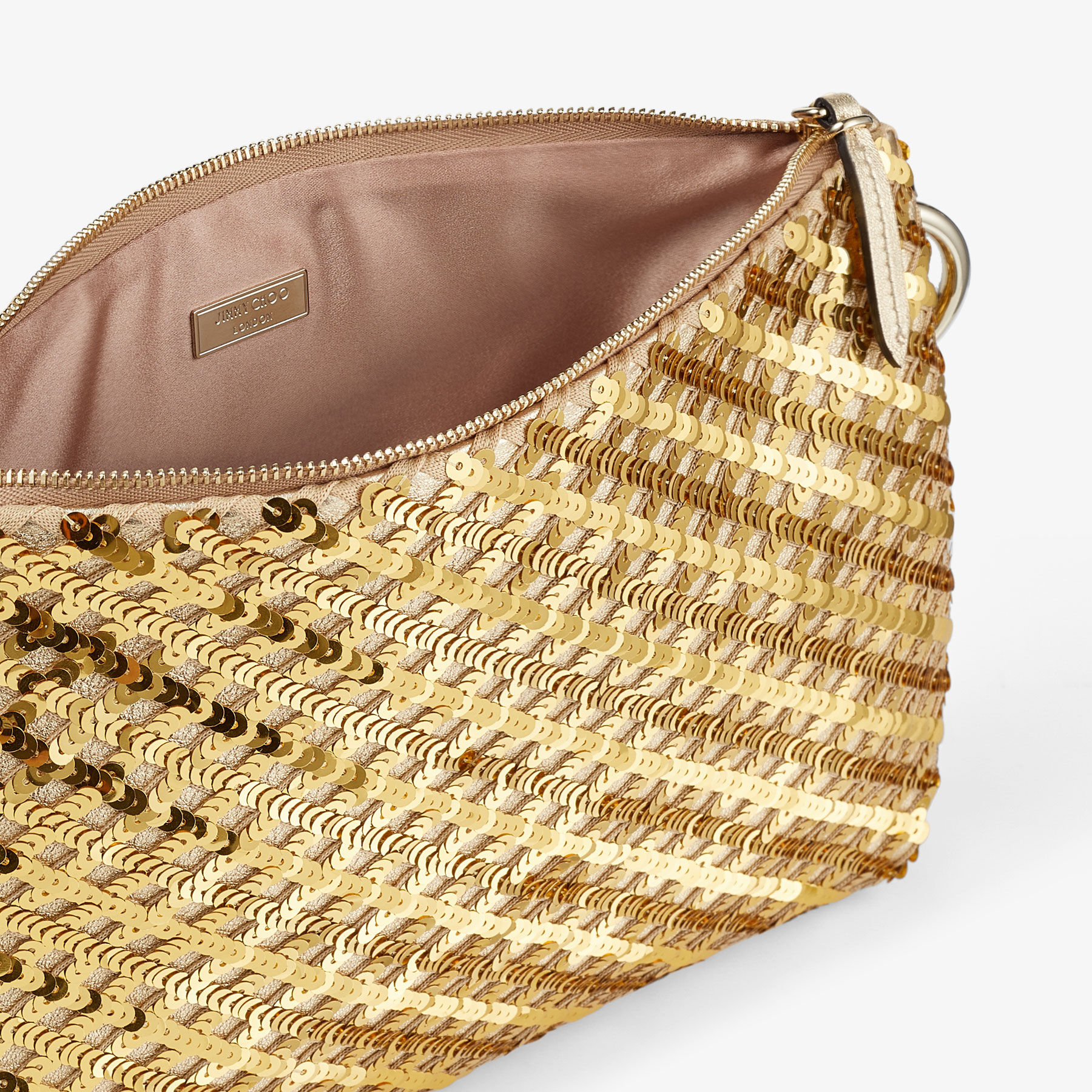 Gold Metallic Leather Clutch Bag With Chain Strap, CALLIE, Pre-Fall