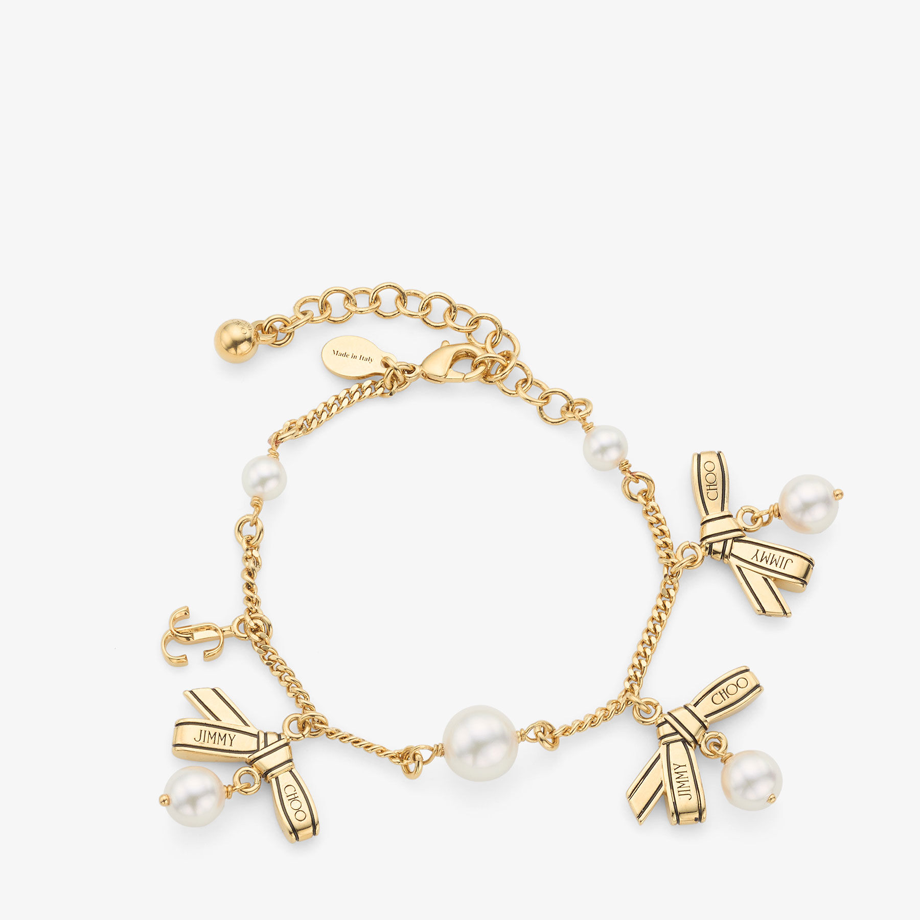 Jimmy choo ブレスレット Multi Charm Ribbon Bracelet |Gold Metal Charm Bracelet with