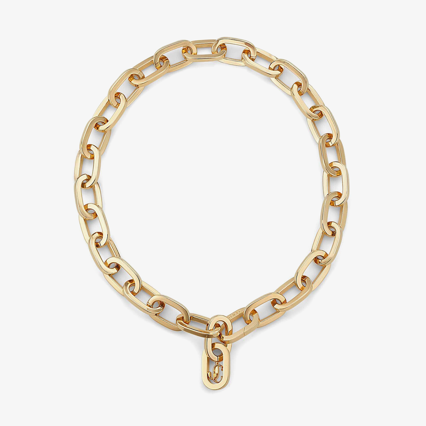 Gold-Finish Metal JC Chain Necklace - Jimmy Choo