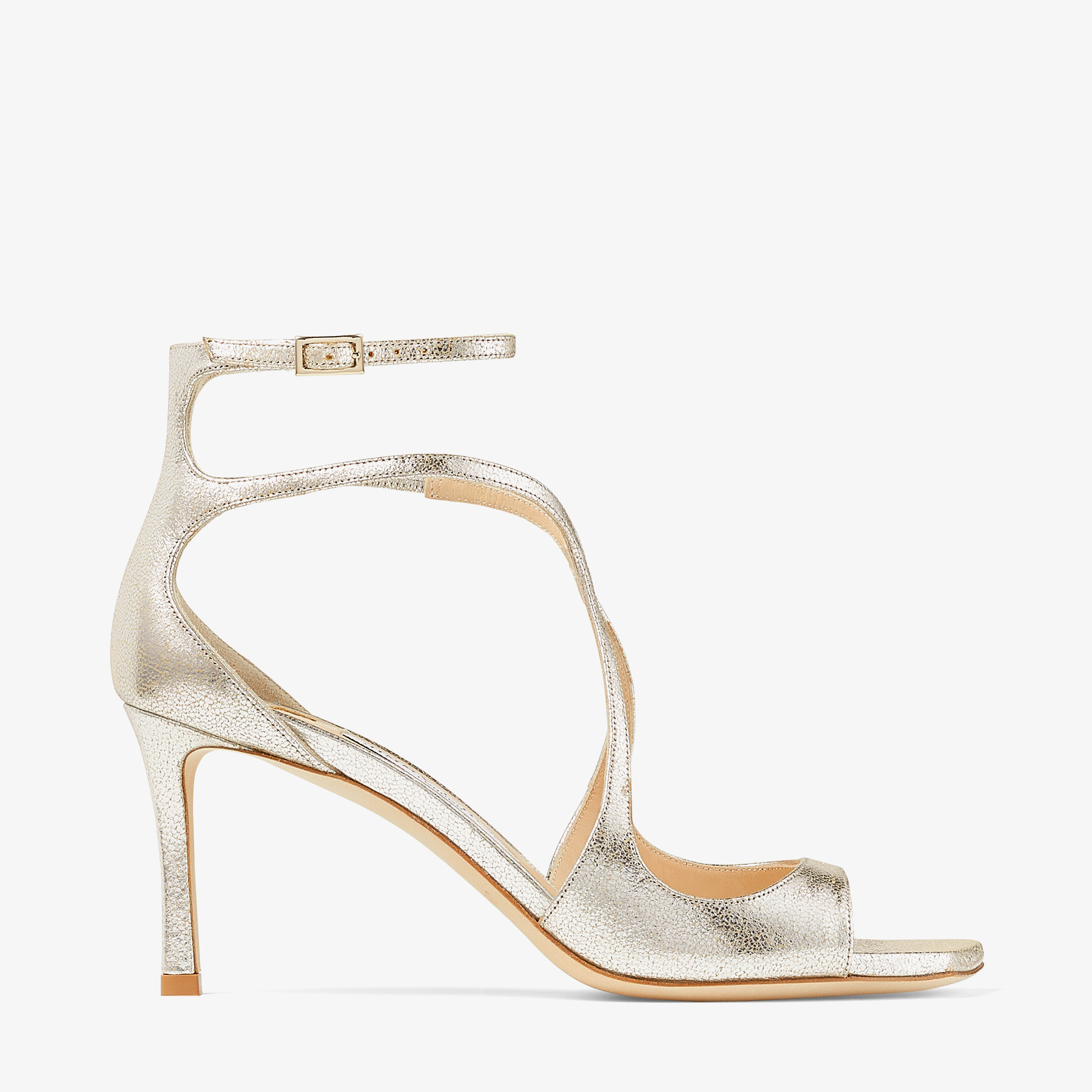 Champagne Glitter Leather Sandals | AZIA 75 | Summer 2022 collection |  JIMMY CHOO