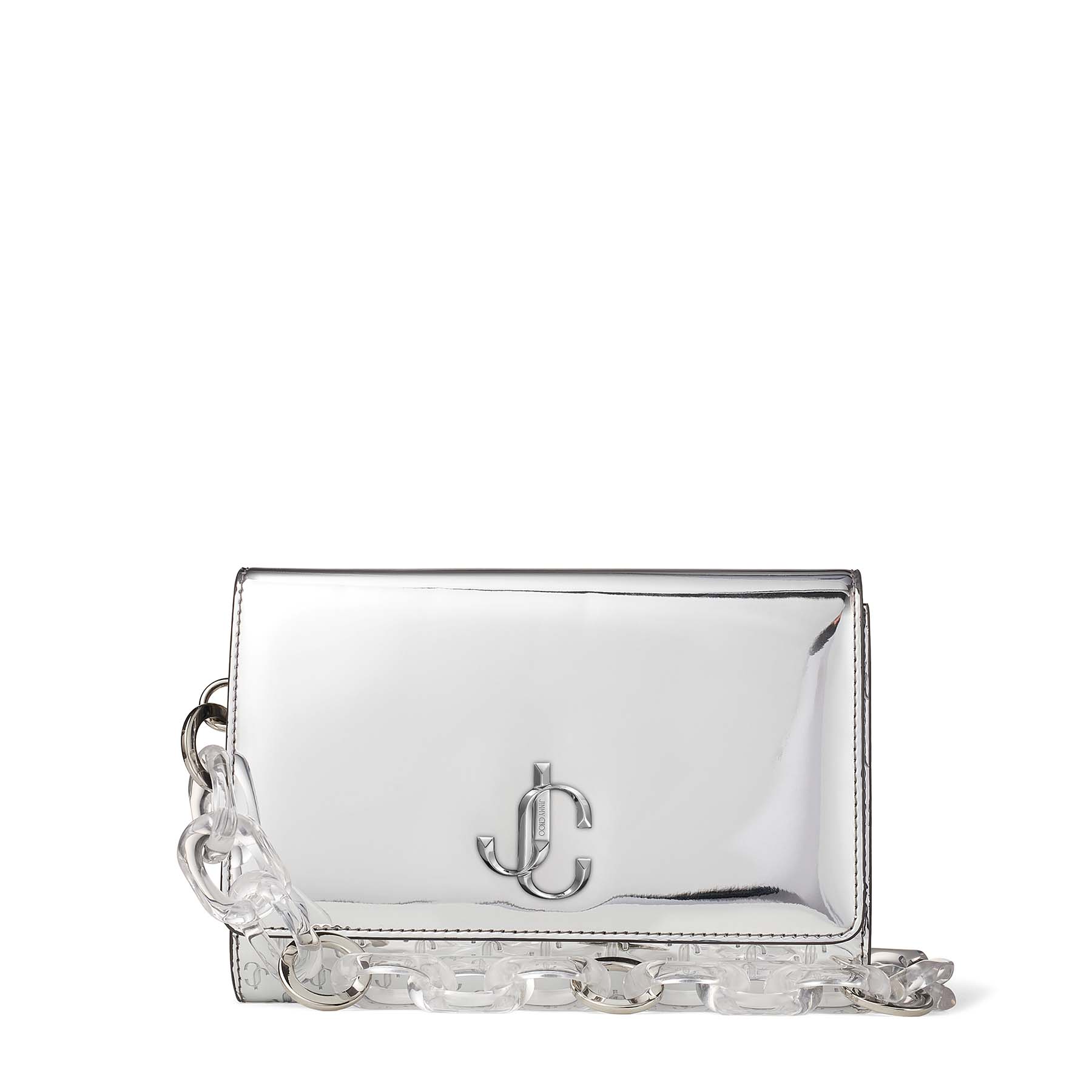 silver clutch with chain
