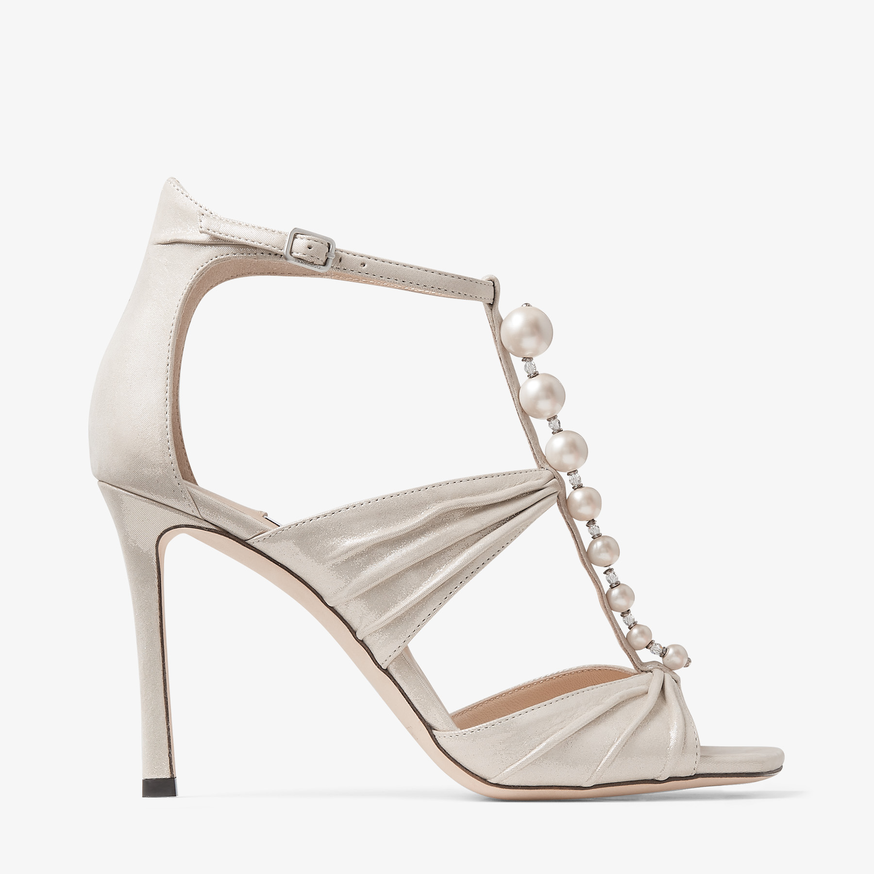 Jimmy Choo Aura 95 Sandals In Champagne/white