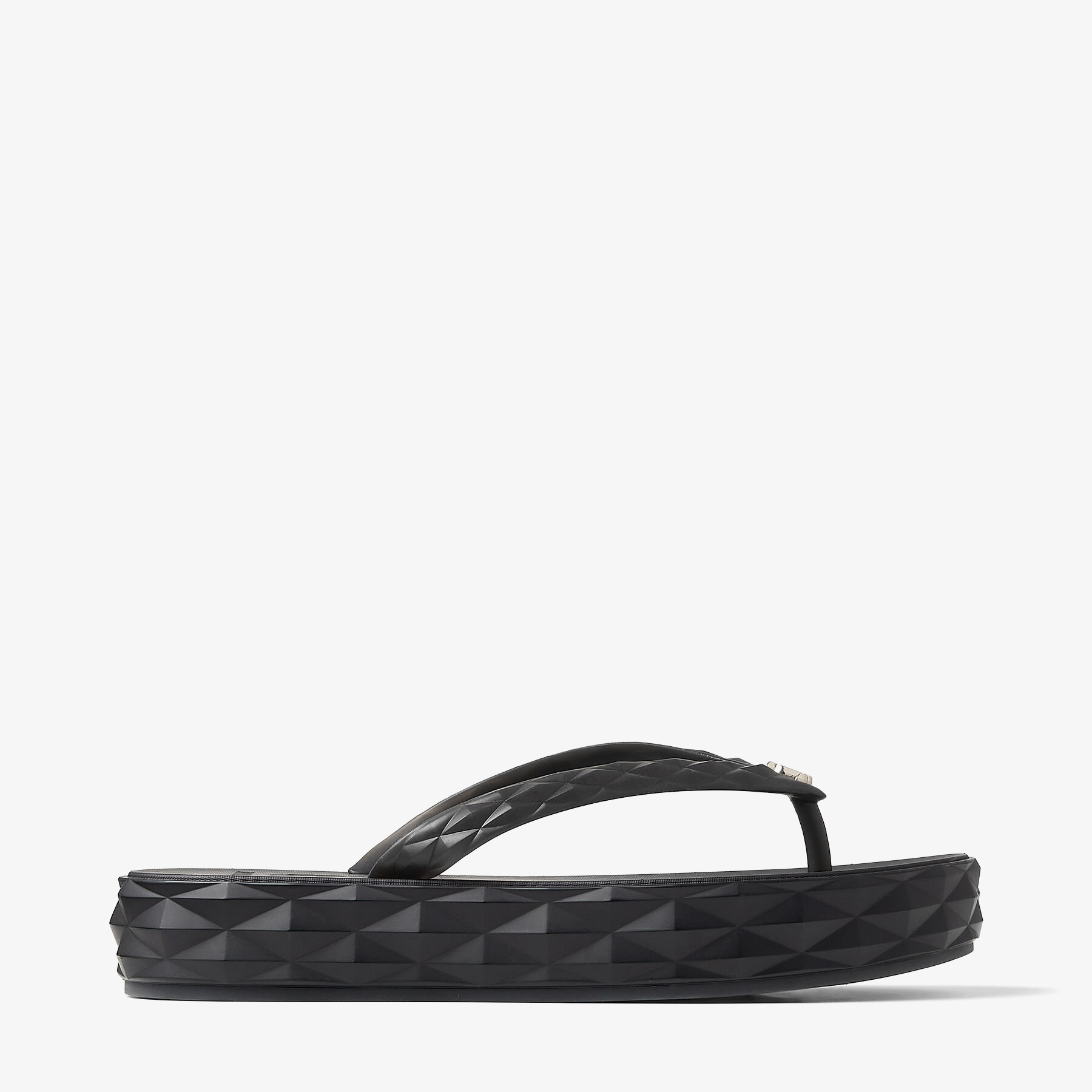 Jimmy Choo Diamond Embossed Rubber Platform Flip Flops In Schwarz