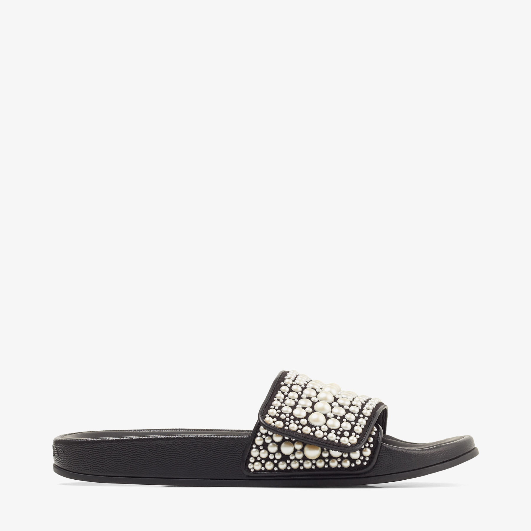 Jimmy Choo Fitz Embellished Canvas-leather Slides In X Black