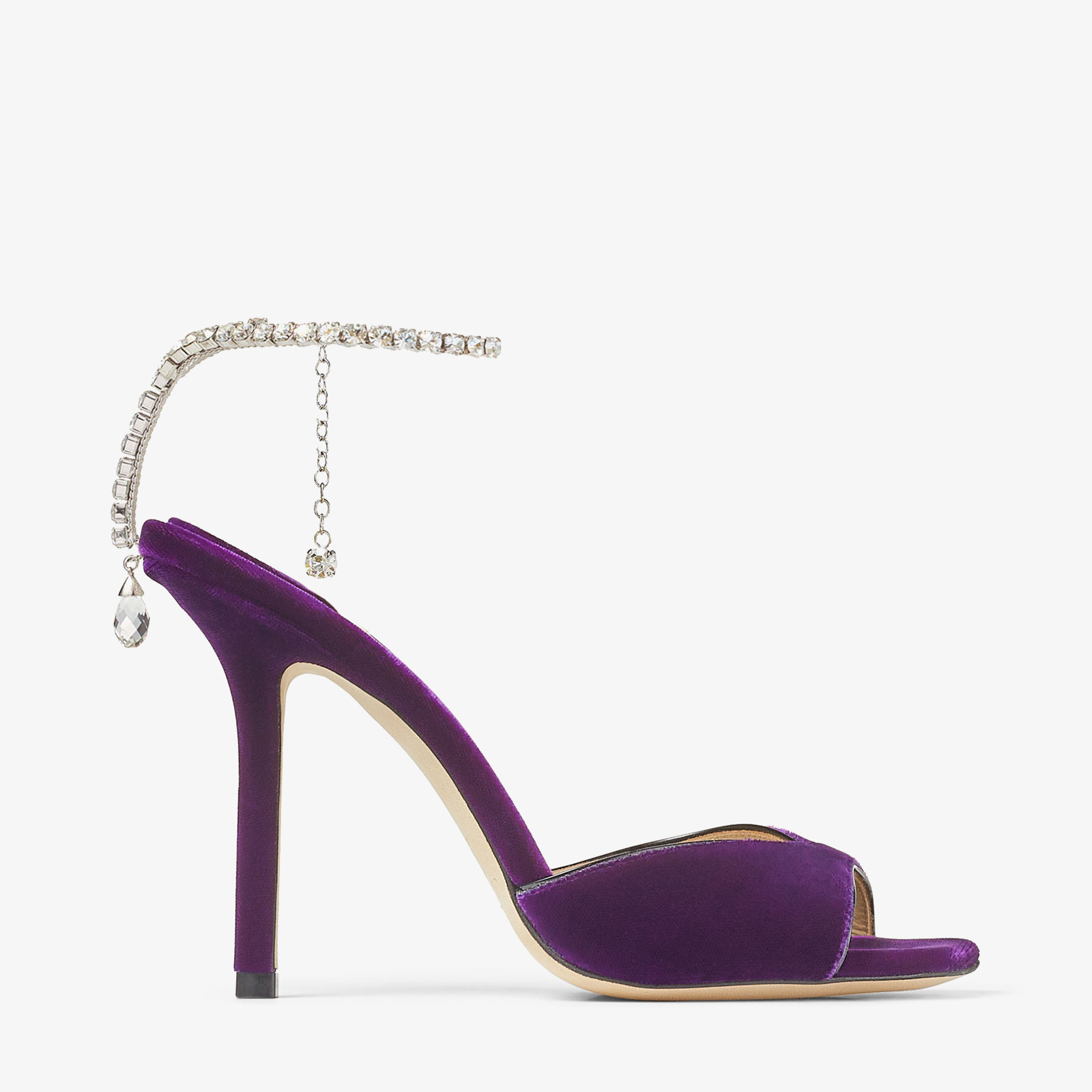 Jimmy Choo Saeda Sandal 100 In Cassis/kristall